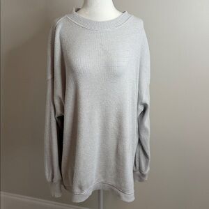 Aerie women’s  Light Gray Waffle Crewneck Size SM
